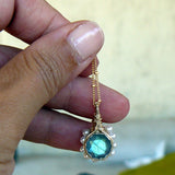 Labradorite and Pearl Flower Necklace