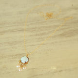 Lab Opal Pearl Clover Necklace