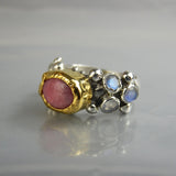 24K Solid Gold Rhodonite Caterina Ring