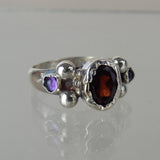 Garnet Helena Ring in Silver Band