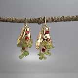 Peridot Ruby Chunky Hoop Earrings