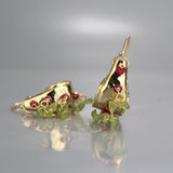 Peridot Ruby Chunky Hoop Earrings