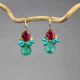 Fuchsia Corundum Zircon Bee Earrings
