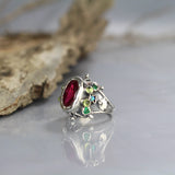Queen Ring With Pink Zircon and Peridot