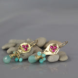 Pink Zircon Amazonite Protection Earrings