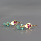 Pink Zircon Amazonite Protection Earrings