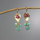 Pink Zircon Amazonite Protection Earrings