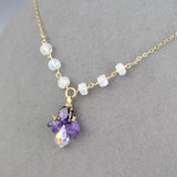 CZ Amethyst Beaded Bee Necklace