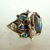Labradorite Silver Antique Style Queen Ring