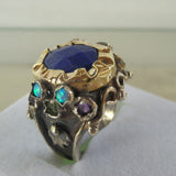 9K Gold Blue Lapis Queen Ring