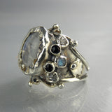Silver Queen Ring With Moonstone and Onyx