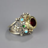 9K Gold CZ Turquoise Queen Ring