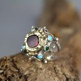 9K Gold CZ Turquoise Queen Ring