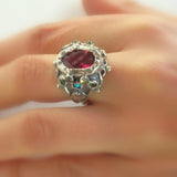 Queen Ring With Pink Zircon and Peridot
