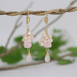 Rose Quartz Raspberry Cluster Earrings