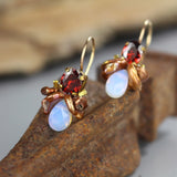 Red CZ Pearl Bee Earrings