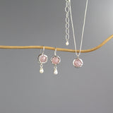 Silver Rose Quartz Jewelry Set