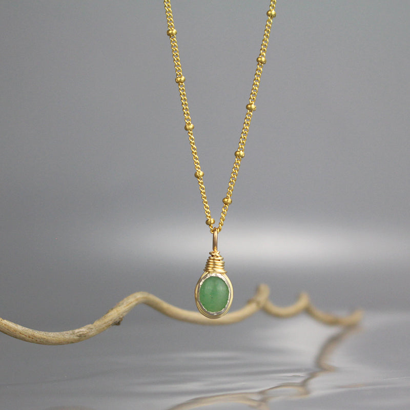 Dainty Gemstone Pendant Necklace
