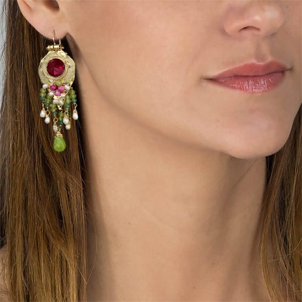 Pink Zircon Peridot Sherazade Earrings