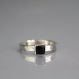 Mens Silver 6mm Onyx Ring