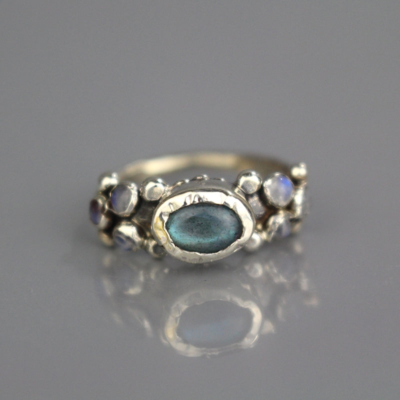 Silver Labradorite Moonstone Caterina Ring