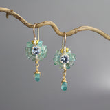 Blue Zircon Apatite Silver Flower Earrings