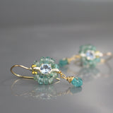 Blue Zircon Apatite Silver Flower Earrings