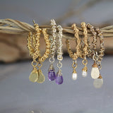Silver Amethyst Wire Wrapped Hoop Earrings