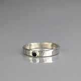 Mens Silver 3mm Onyx Ring