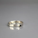 Mens Silver 3mm Onyx Ring