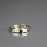 Mens Silver 3mm Onyx Ring