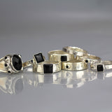 Mens Silver 3mm Onyx Ring