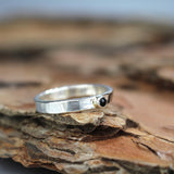 Mens Silver 3mm Onyx Ring