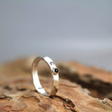 Mens Silver 3mm Onyx Ring
