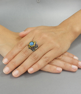Labradorite Gold and Silver Pirate Ring