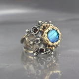 Labradorite Gold and Silver Pirate Ring