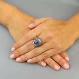 Labradorite Carnelian Silver Queen Ring