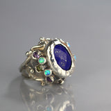 Sterling Silver Lapis Queen Ring