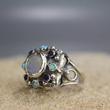 Silver Moonstone Signet Ring