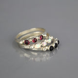 Silver Triple Gemstone Stacking Ring