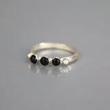 Silver Triple Gemstone Stacking Ring