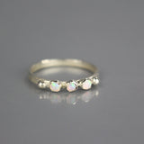 Silver Triple Gemstone Stacking Ring