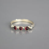 Silver Triple Gemstone Stacking Ring