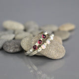 Silver Triple Gemstone Stacking Ring