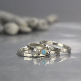 Silver Opal Stacking Rings Set
