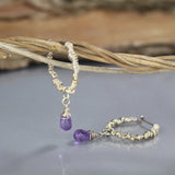 Silver Amethyst Wire Wrapped Hoop Earrings