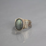 Silver Labradorite Wire Wrapped Ring