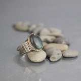 Silver Labradorite Wire Wrapped Ring