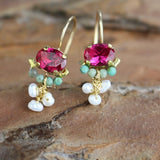 Pink Zircon Clover Earrings