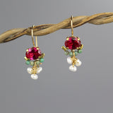 Pink Zircon Clover Earrings